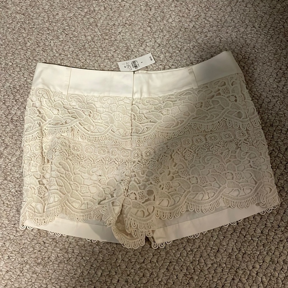 Loft brand new with tags cream lace shorts.